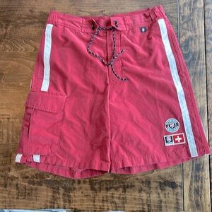 Mens Victorinox medium red board shorts/surf swim trunks Size small